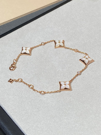[RAFFINE]STAR 4 MOTIF MOP DIAMOND PINK GOLD BRACELET
