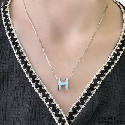 [RAFFINE]POP H SKY BLUE NECKLACE