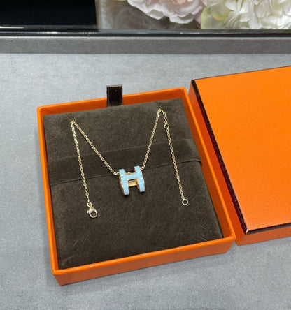 [RAFFINE]POP H SKY BLUE NECKLACE