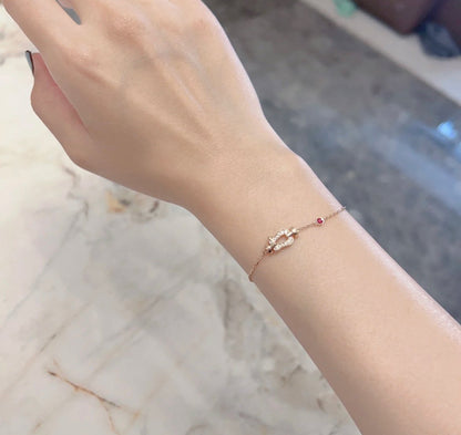 [RAFFINE]FORCE 10 DIAMOND CHAIN LINK PINK GOLD BRACELET