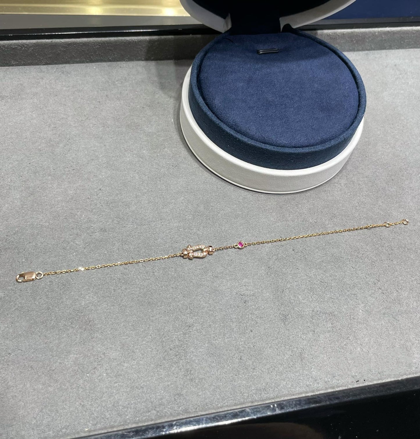 [RAFFINE]FORCE 10 DIAMOND CHAIN LINK PINK GOLD BRACELET