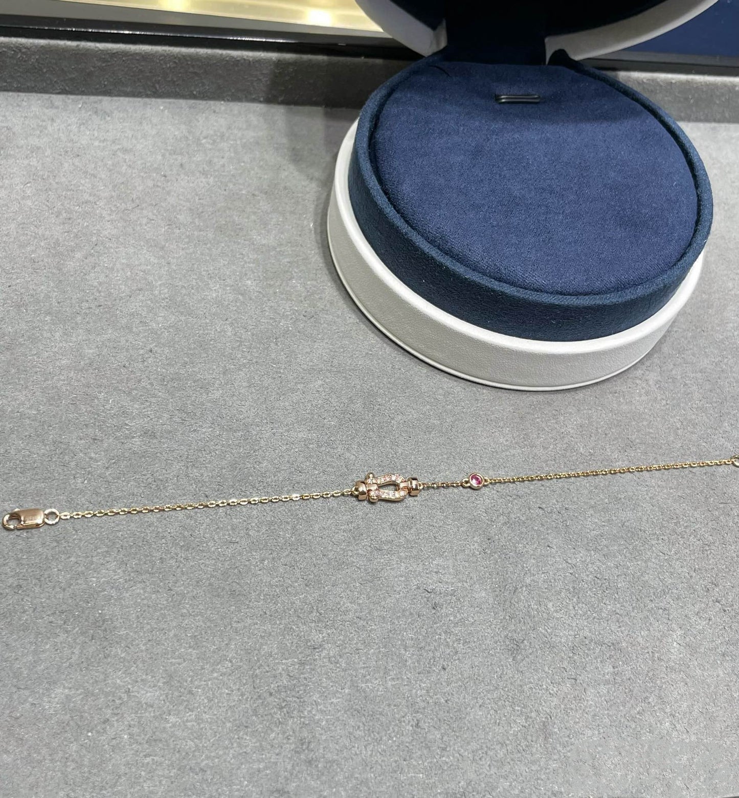 [RAFFINE]FORCE 10 DIAMOND CHAIN LINK PINK GOLD BRACELET