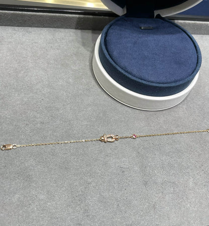 [RAFFINE]FORCE 10 DIAMOND CHAIN LINK PINK GOLD BRACELET