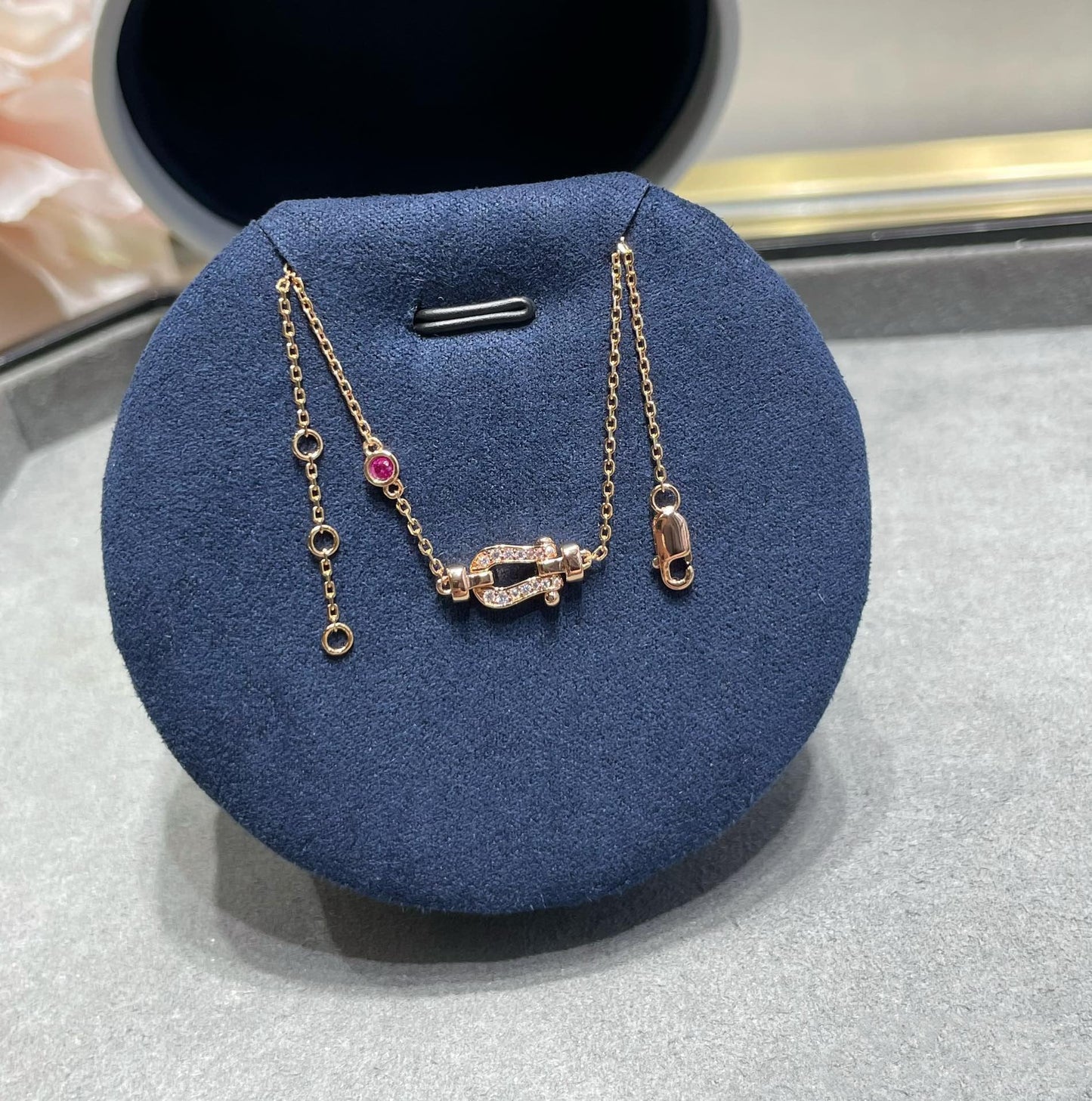 [RAFFINE]FORCE 10 DIAMOND CHAIN LINK PINK GOLD BRACELET
