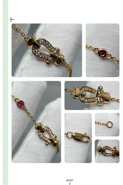 [RAFFINE]FORCE 10 DIAMOND CHAIN LINK PINK GOLD BRACELET