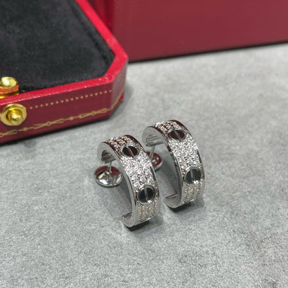 [RAFFINE]LOVE CERAMIC DIAMOND PAVED SILVER EARRINGS