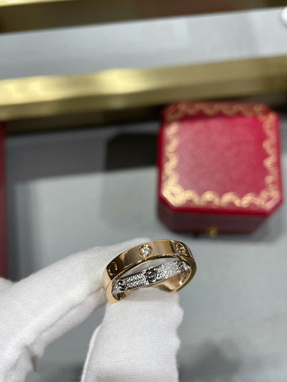 [RAFFINE]LOVE PINK GOLD SILVER DIAMOND DOUBLE RING
