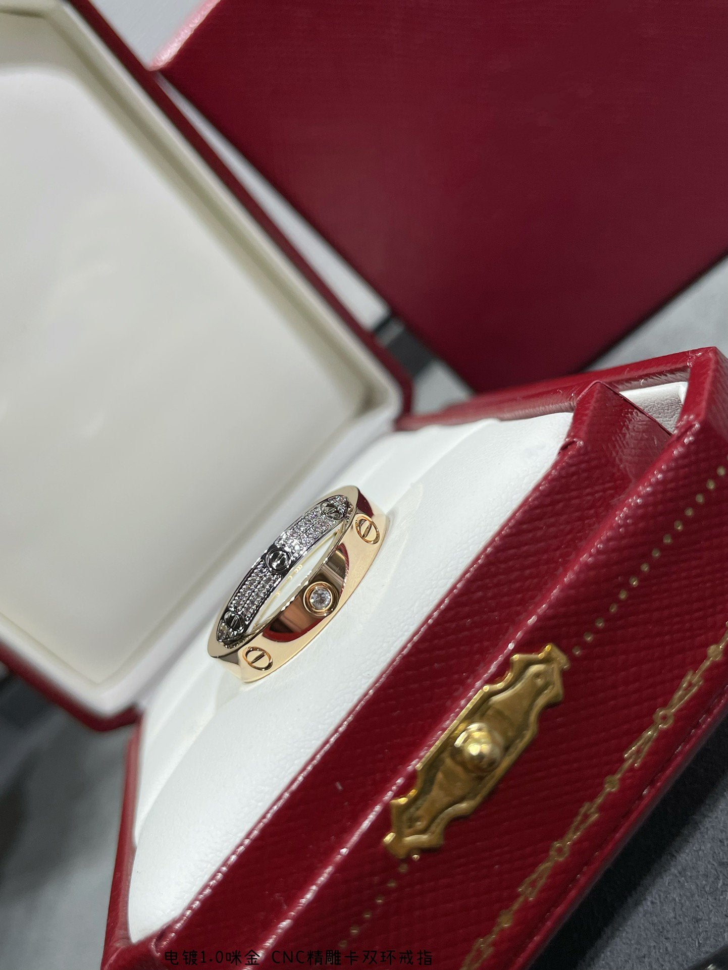 [RAFFINE]LOVE PINK GOLD SILVER DIAMOND DOUBLE RING
