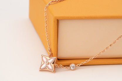 [RAFFINE]STAR PINK MOP 1 DIAMOND PINK GOLD NECKLACE