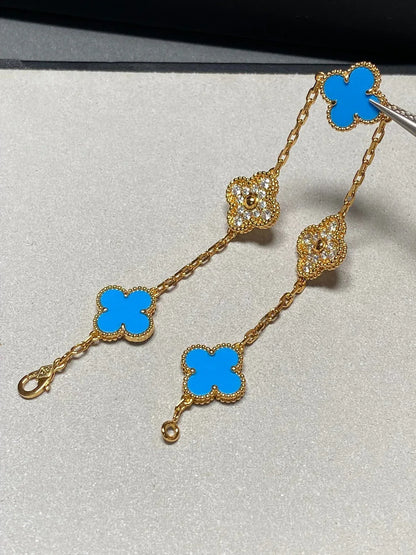 [RAFFINE] CLOVER 5 MOTIF BLUE AGATE BRACELET COLLECTION