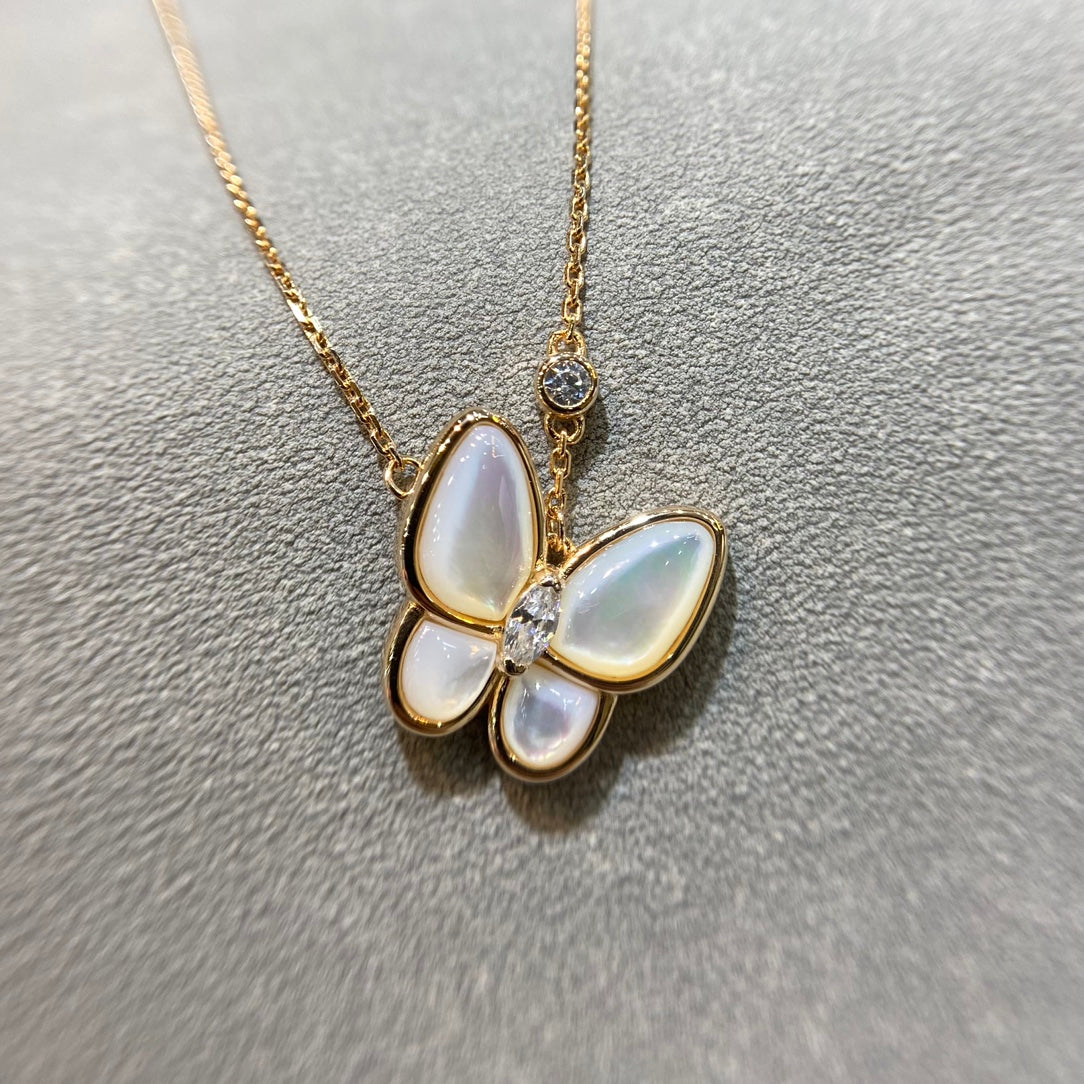 [RAFFINE]BUTTERFLY MOP DIAMOND NECKLACE