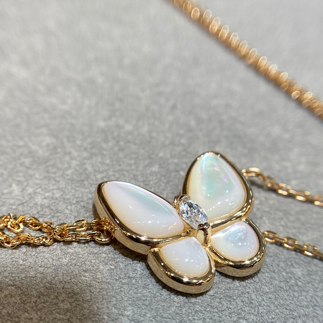 [RAFFINE]BUTTERFLY MOP DIAMOND NECKLACE