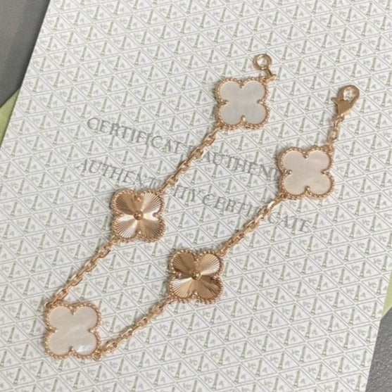 [RAFFINE]CLOVER WHITE PEARL MOP 5 MOTIF BRACELET COLLECTION