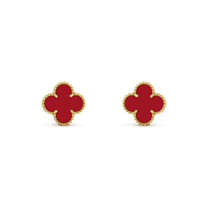 [RAFFINE]CLOVER MINI 9.5MM CARNELIAN EARRINGS