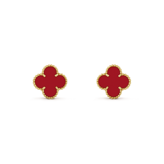 [RAFFINE]CLOVER MINI 9.5MM CARNELIAN EARRINGS