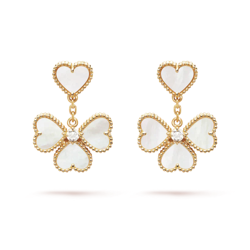 [RAFFINE]CLOVER SWEET WHITE MOP EARRINGS
