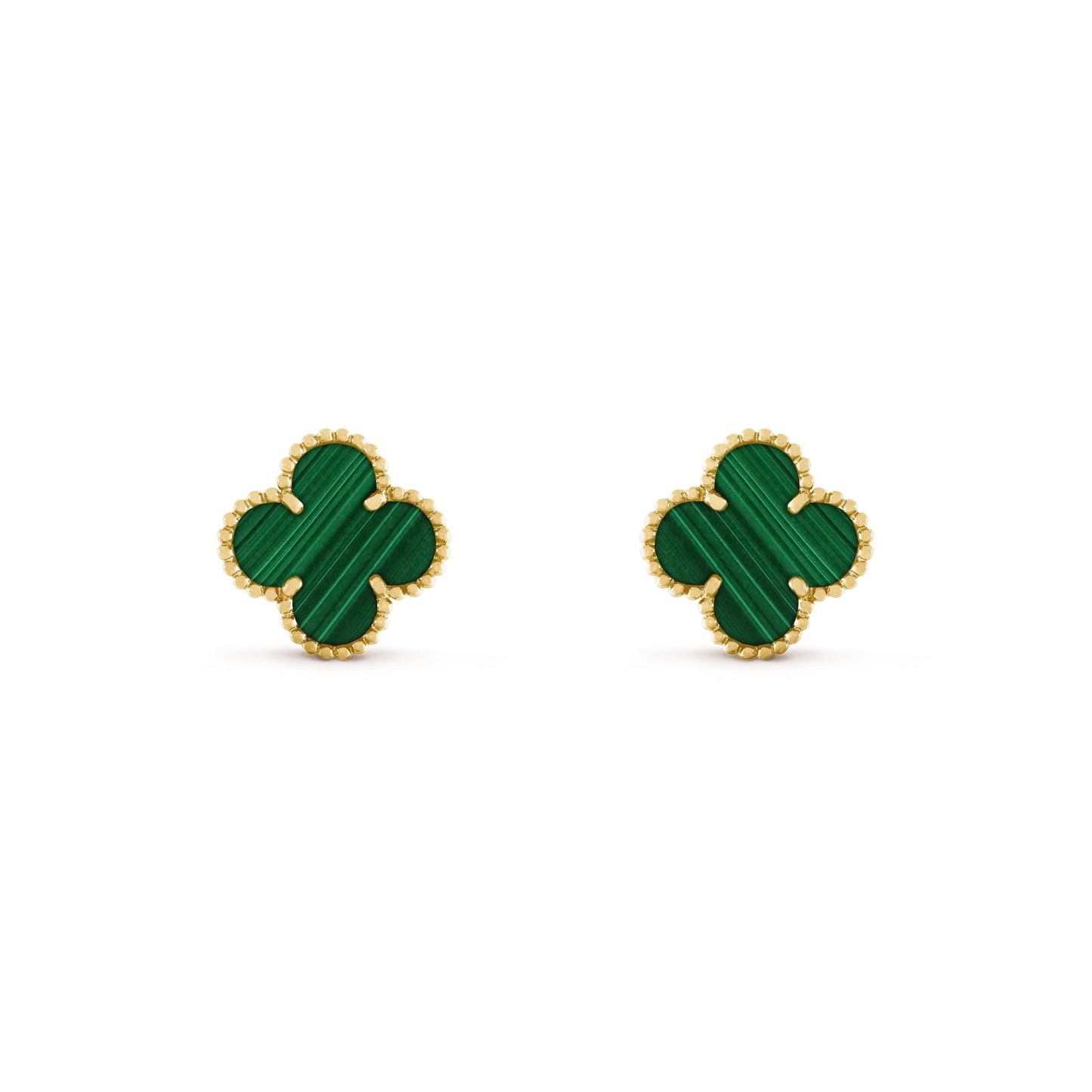 [RAFFINE]CLOVER MEDIUM 1 MOTIFS MALACHITE  EARRINGS