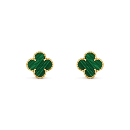 [RAFFINE]CLOVER MEDIUM 1 MOTIFS MALACHITE  EARRINGS