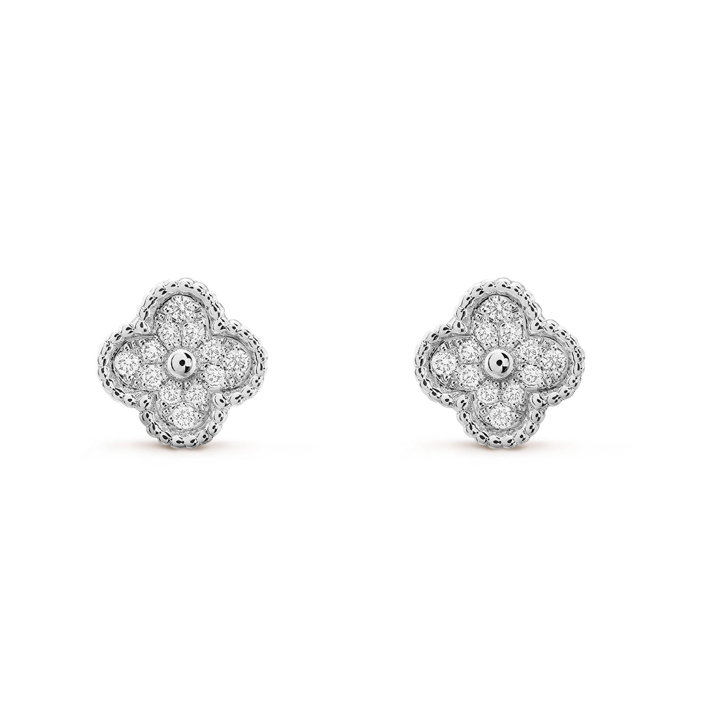 [RAFFINE]CLOVER MINI DIAMOND STUD EARRINGS