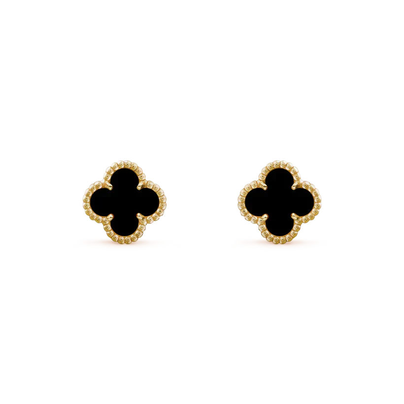 [RAFFINE]CLOVER MINI 9.5MM BLACK MOP EARRINGS