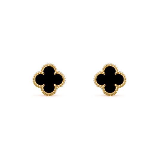 [RAFFINE]CLOVER MINI 9.5MM BLACK MOP EARRINGS