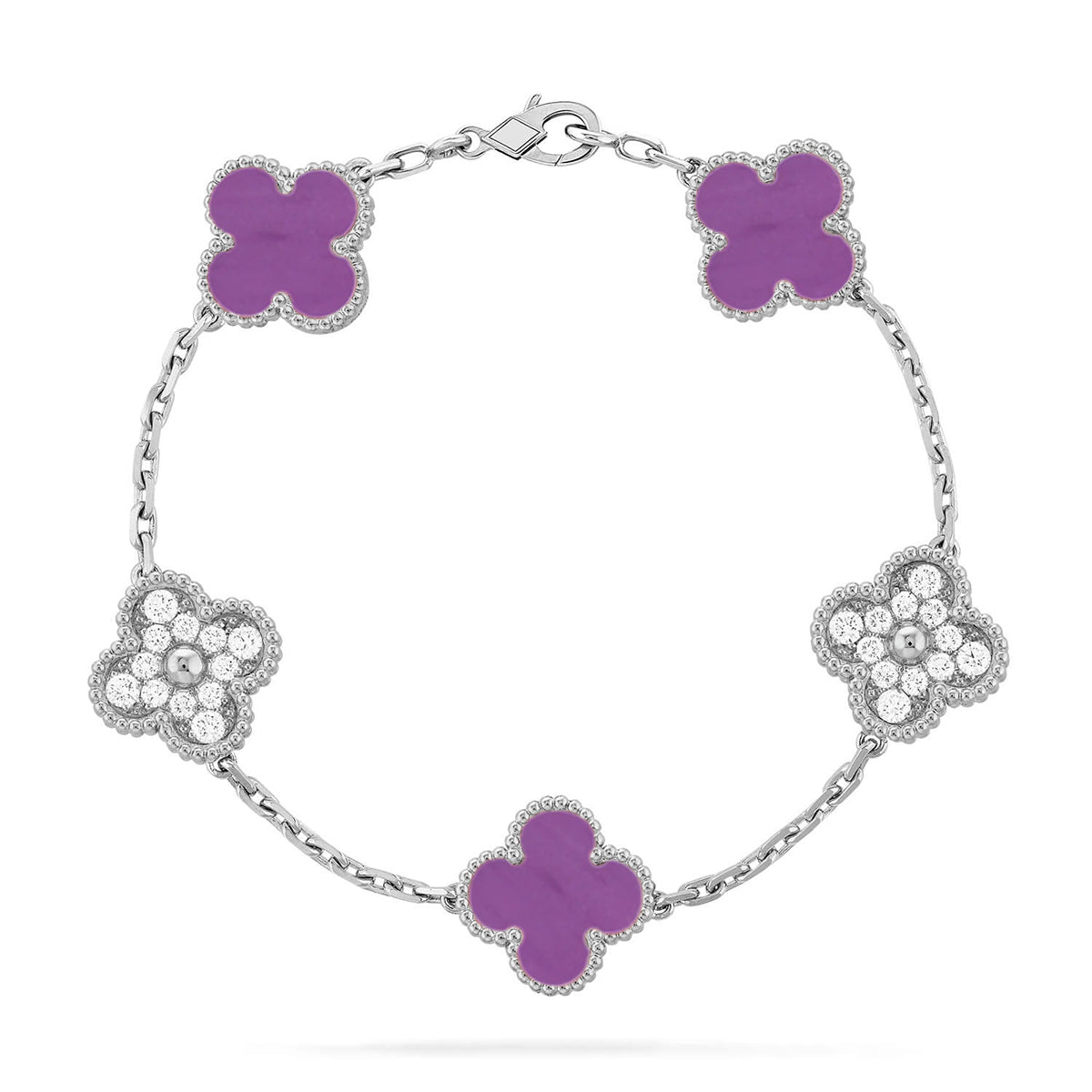 [RAFFINE] CLOVER 5 MOTIF VIOLET BRACELET COLLECTION