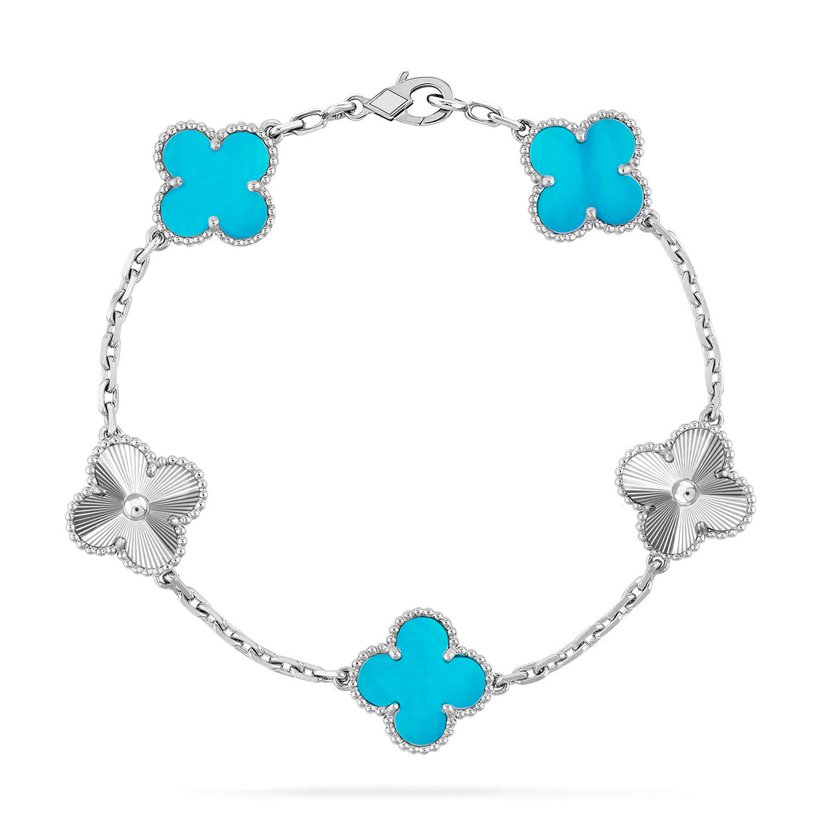 [RAFFINE] CLOVER 5 MOTIF TURQUOISE BRACELET COLLECTION