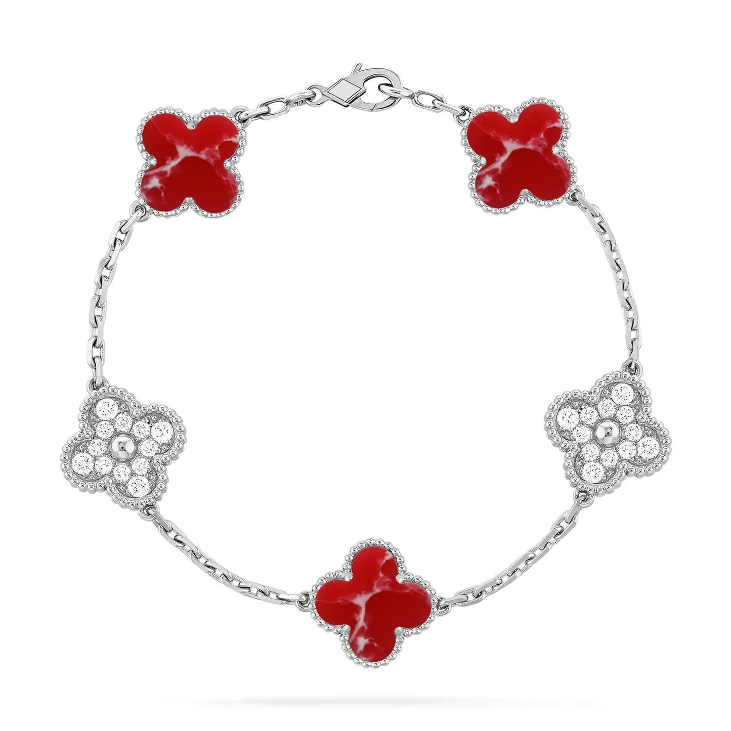 [RAFFINE]CLOVER 5 MOTIF RED PATTERN BRACELET COLLECTION
