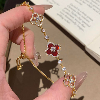 [RAFFINE]CLOVER 5 MOTIF PINK BLUE RED WHITE BRACELET