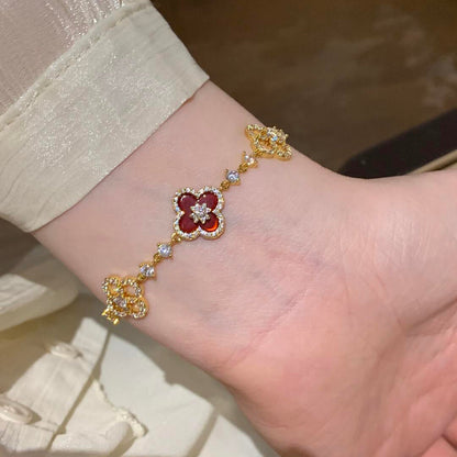 [RAFFINE]CLOVER 5 MOTIF PINK BLUE RED WHITE BRACELET