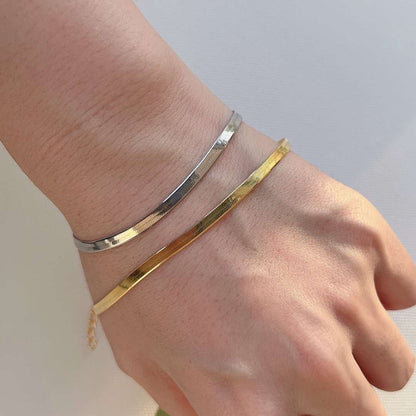 [RAFFINE]Flat Snake Bone Chain Blade Necklace