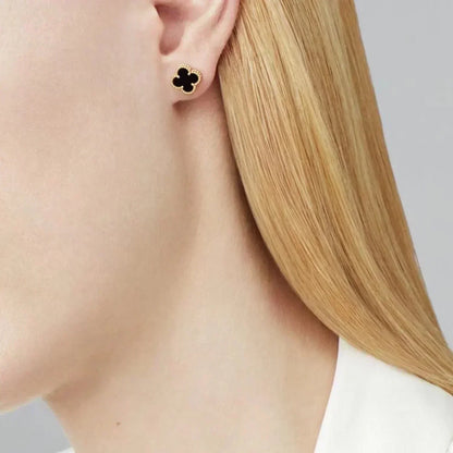 [RAFFINE]CLOVER MINI 9.5MM BLACK MOP EARRINGS
