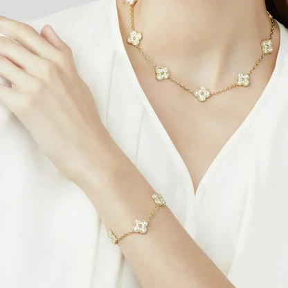 [RAFFINE] CLOVER 5 MOTIF FULL DIAMOND BRACELET COLLECTION