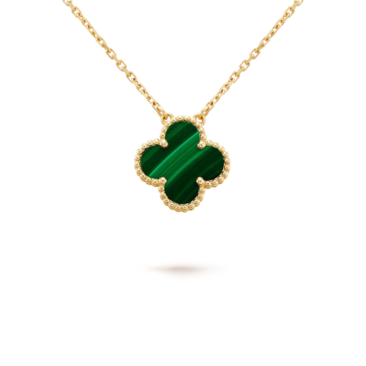 [RAFFINE]CLOVER 15MM MALACHITE SINGLE FLOWER  NECKLACE