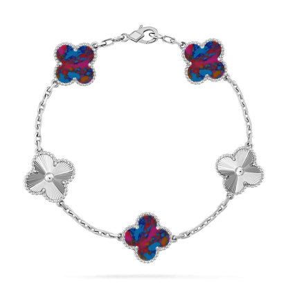 [RAFFINE]CLOVER 5 MOTIF COLOR GEMSTONES BRACELET COLLECTION
