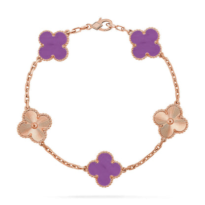 [RAFFINE] CLOVER 5 MOTIF VIOLET BRACELET COLLECTION