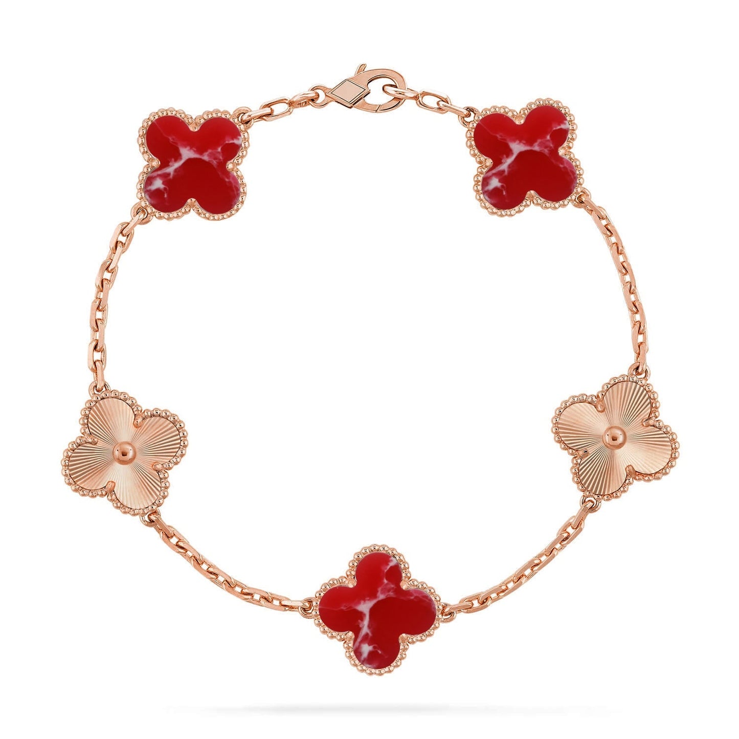 [RAFFINE]CLOVER 5 MOTIF RED PATTERN BRACELET COLLECTION