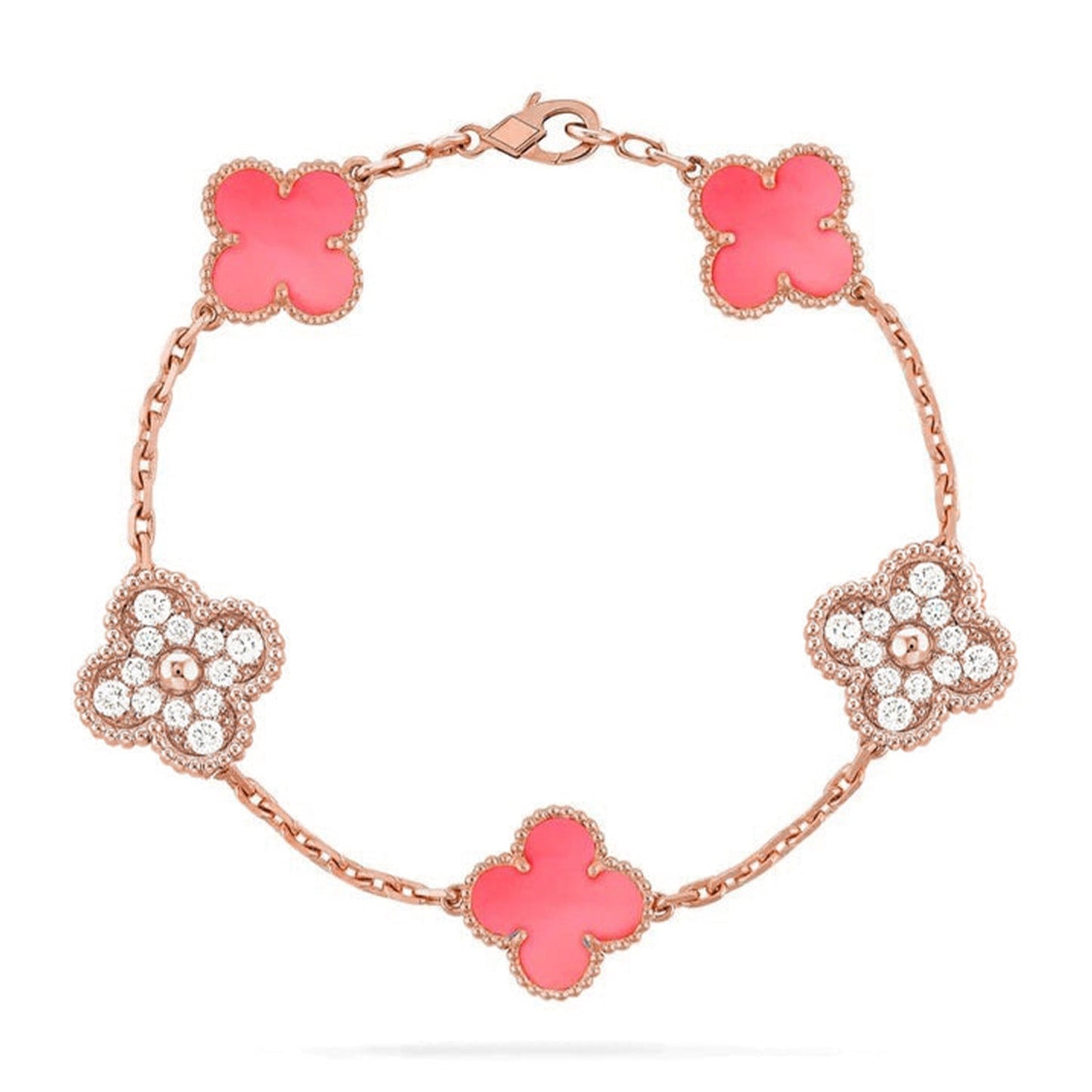 [RAFFINE] CLOVER 5 MOTIFS  PINK MOP BRACELET COLLECTION