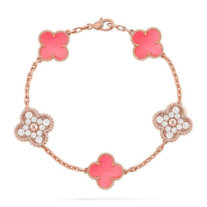 [RAFFINE] CLOVER 5 MOTIFS  PINK MOP BRACELET COLLECTION