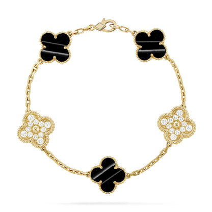 [RAFFINE] CLOVER 5 MOTIF PULSAR STONE BRACELET COLLECTION