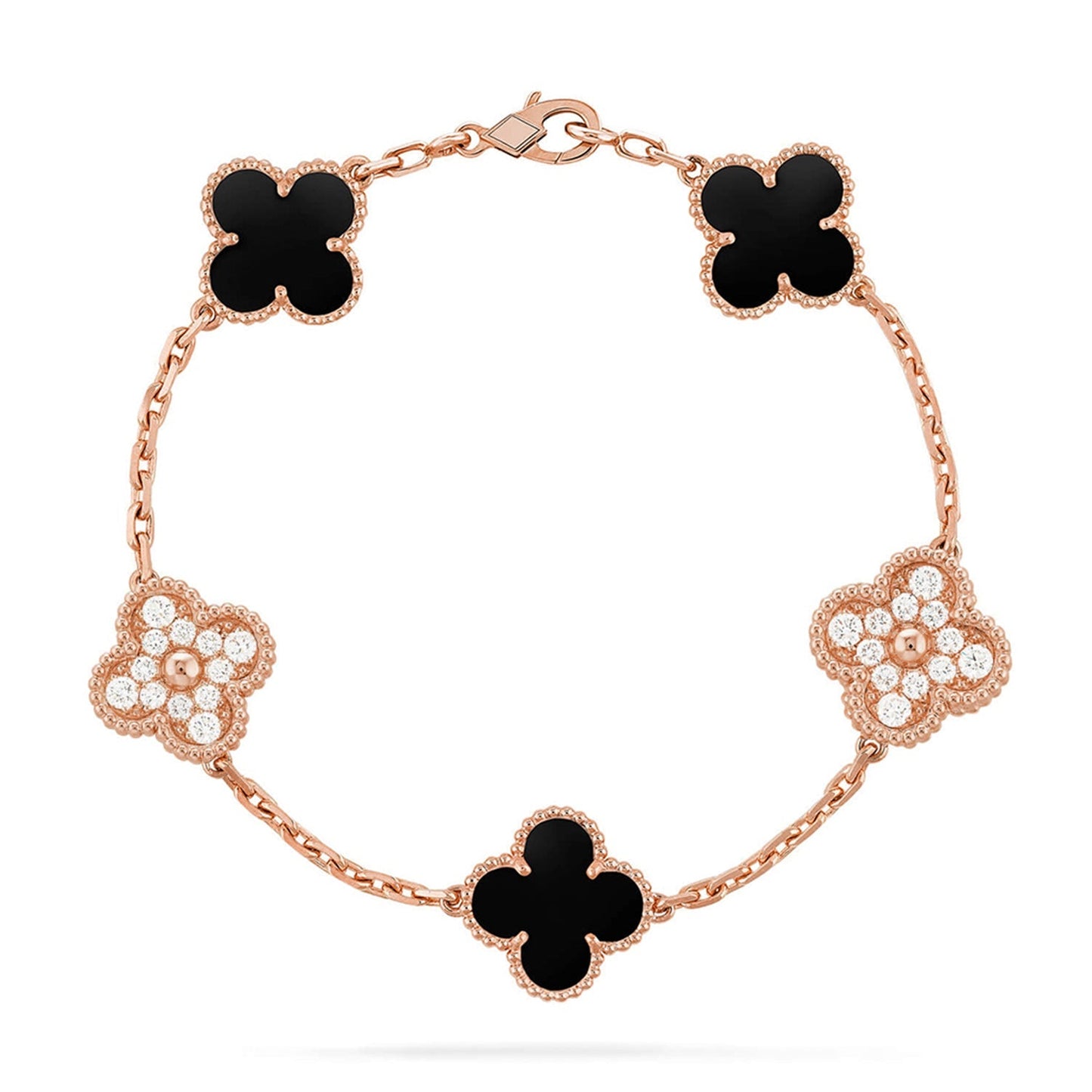 [RAFFINE] CLOVER 5 MOTIF ONYXS BRACELET COLLECTION