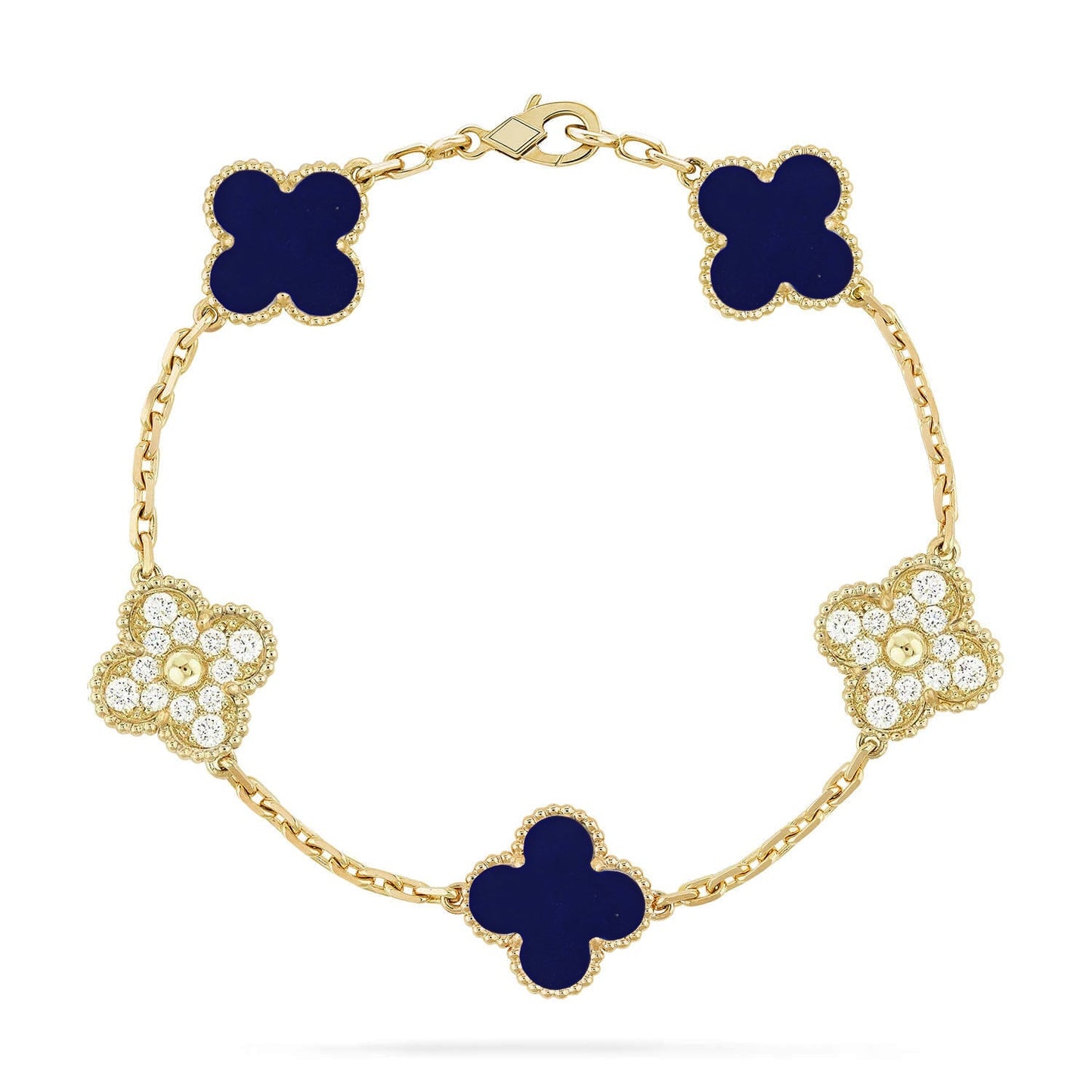 [RAFFINE]CLOVER 5 MOTIF LAPIS LAZULI BRACELET COLLECTION