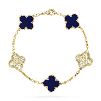 [RAFFINE]CLOVER 5 MOTIF LAPIS LAZULI BRACELET COLLECTION