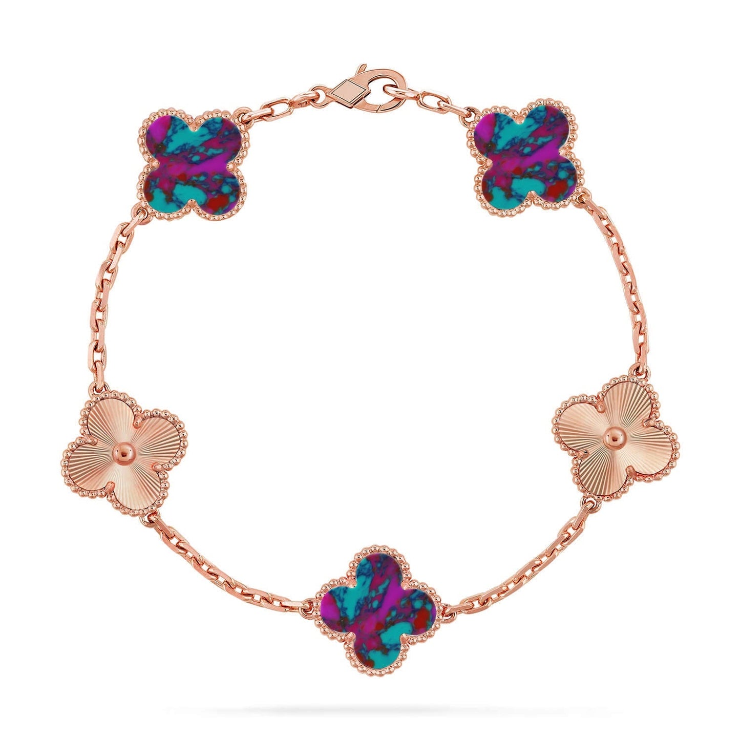 [RAFFINE]CLOVER 5 MOTIF COLOR GEMSTONES BRACELET COLLECTION