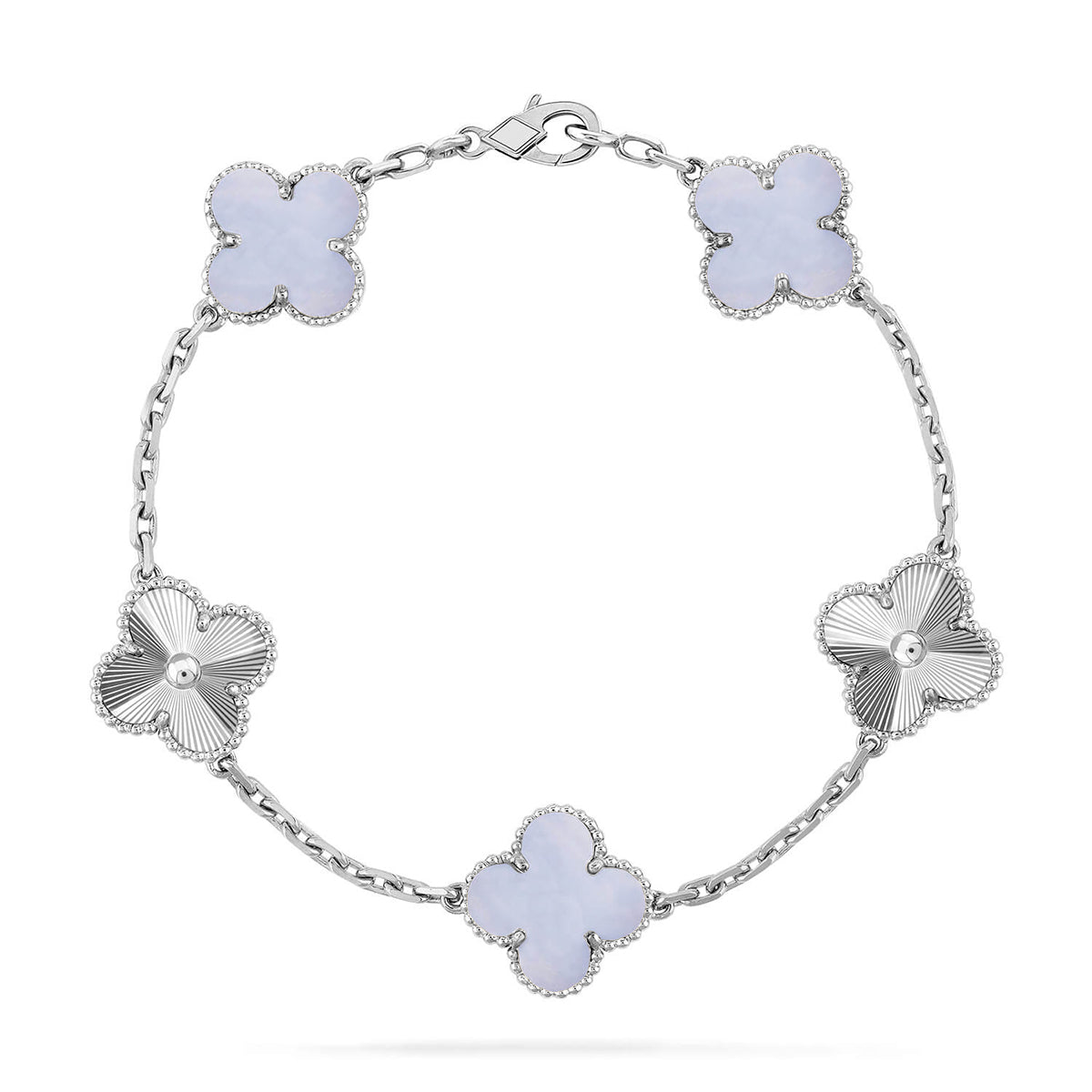 [RAFFINE] CLOVER 5 MOTIF PURPLE CHALCEDONY BRACELET COLLECTION