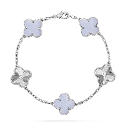 [RAFFINE] CLOVER 5 MOTIF PURPLE CHALCEDONY BRACELET COLLECTION