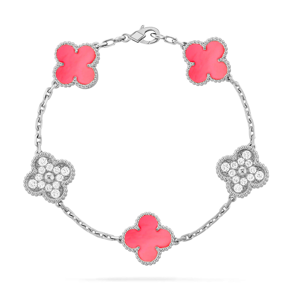 [RAFFINE] CLOVER 5 MOTIFS  PINK MOP BRACELET COLLECTION
