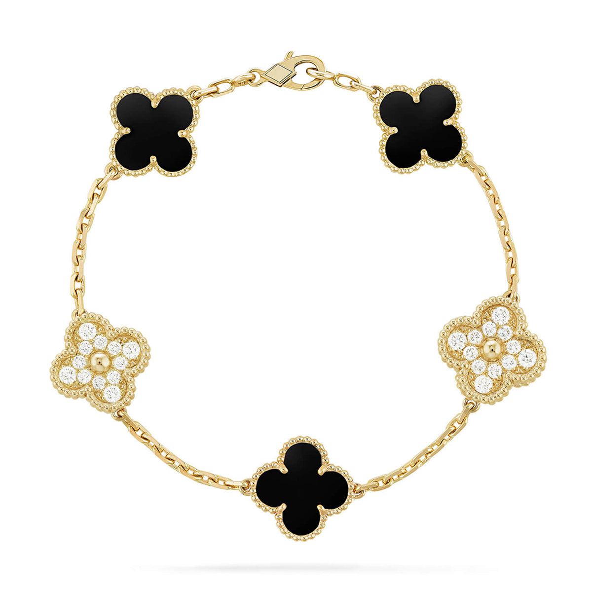 [RAFFINE] CLOVER 5 MOTIF ONYXS BRACELET COLLECTION