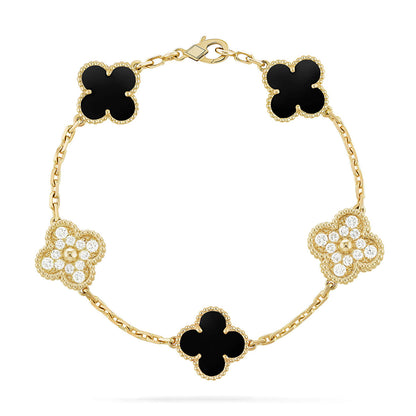 [RAFFINE] CLOVER 5 MOTIF ONYXS BRACELET COLLECTION