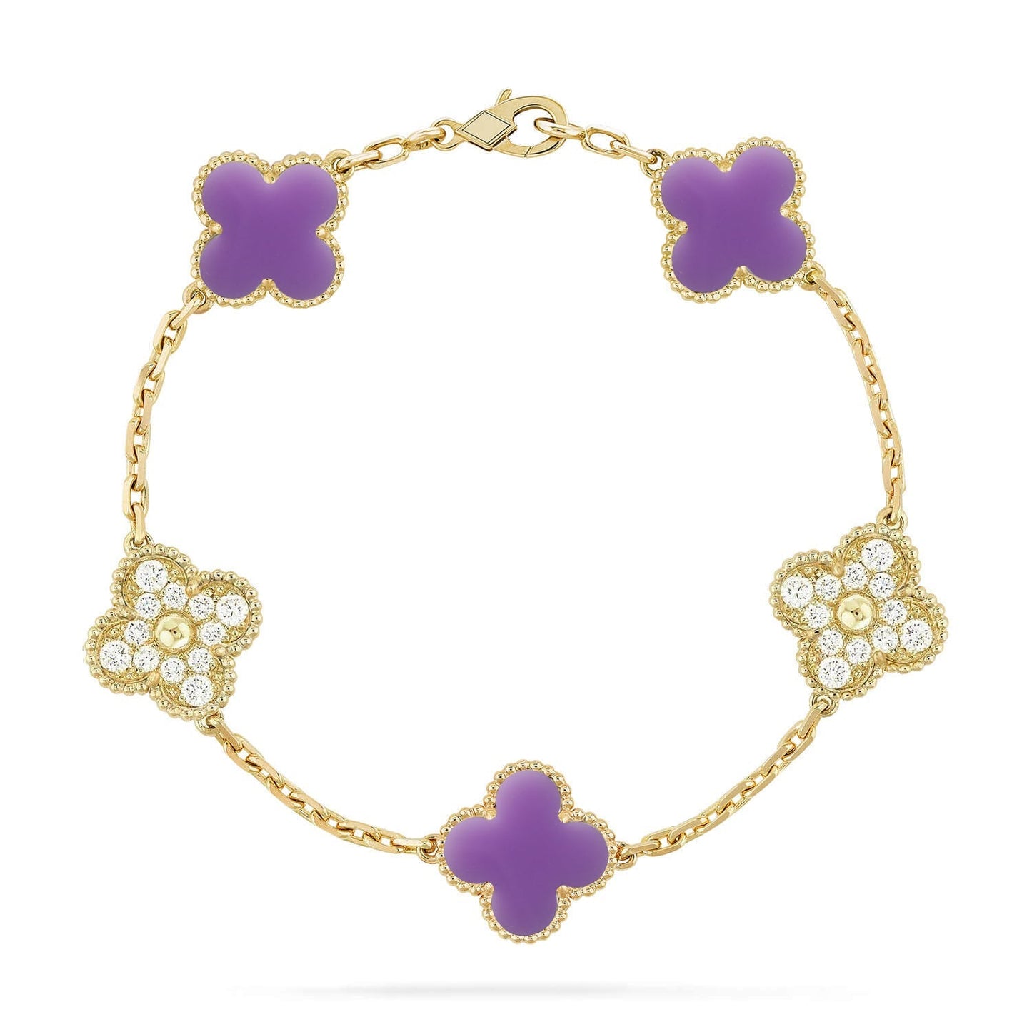 [RAFFINE]CLOVER 5 MOTIF LIGHT PURPLE BRACELET COLLECTION